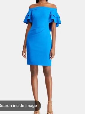 Polo by Ralph Lauren Bright Blue Off-Shoulder Ruffle Dress